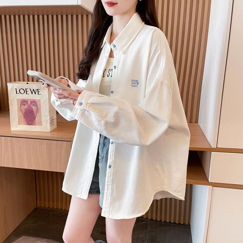 粉色长袖衬衫外套夹克女士2025年早春秋装新款韩版休闲中长款上衣|undefined