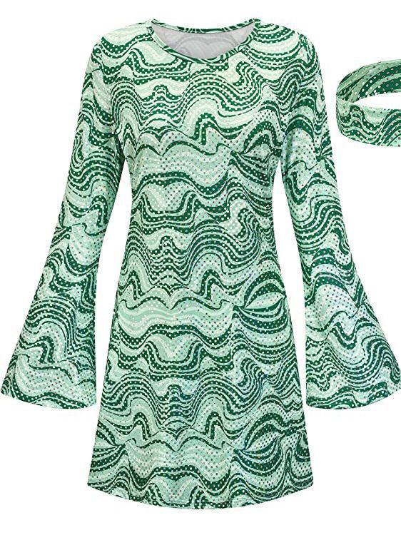 Cross Border 20.23 million Holy Festival 70 s Hippie Disco Costume Gogo Dress Turban dress Two-Piece Set