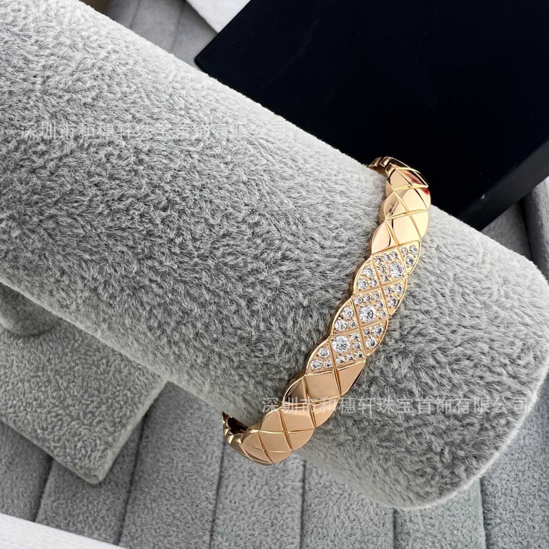 小香菱格手镯s925シルバー細身ローズゴールド菱形模様ダイヤモンド付きおしゃれ高級感女性用2024年新作