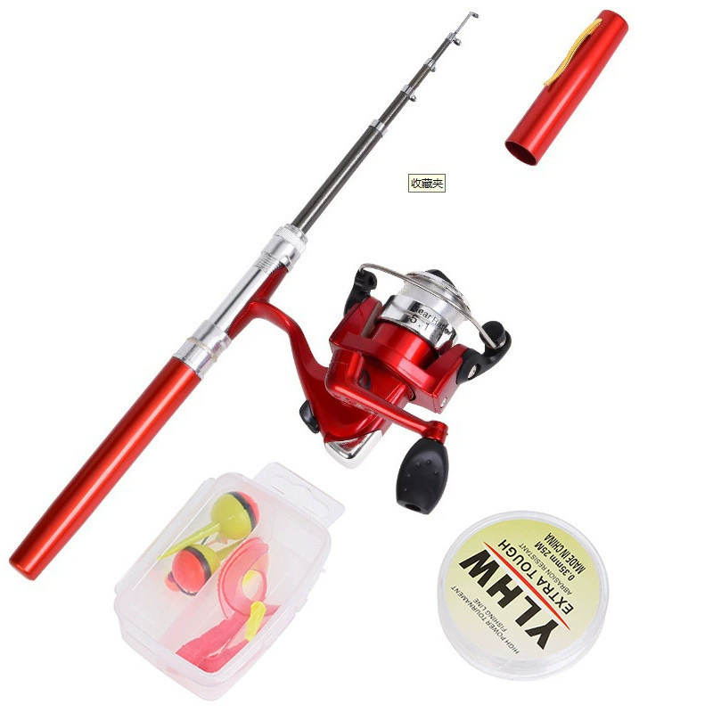 Weihai manufacturer wholesale steel pen style fishing rod cross -border mini 1M ice fishing rod suit pocket raft portable rod