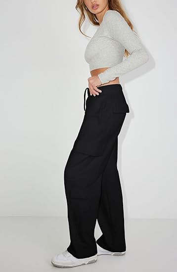 Women's Clothing New Multi Pocket Y2K Overalls Casual Loose Sports Fitness Wide Leg Pants_voghion.com