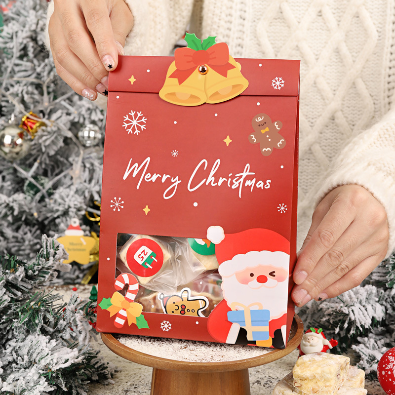 圣诞饼干包装袋曲奇雪花酥零食糖果圣诞节礼品手提自封开窗袋子