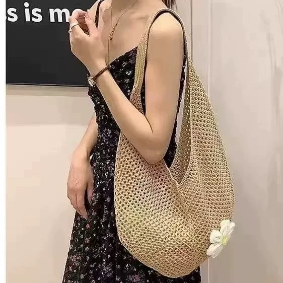 Вязаная сумка женская, новинка 2025 года, летняя сумка через плечо для отдыха на море, большая вместительная сумка, ручная сумка для путешествий