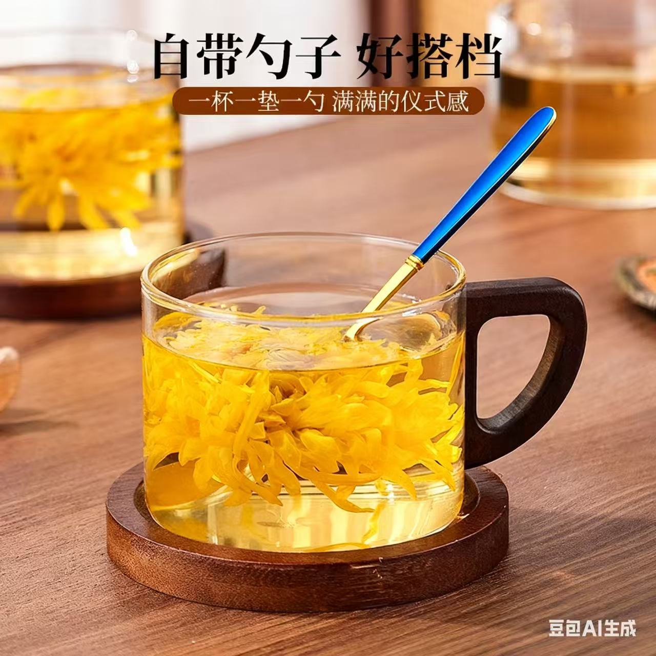 Taza de vidrio de alta temperatura de alto silicio de silicio, taza de alta calidad, taza de agua de alto valor, taza de café de madera de latte americana