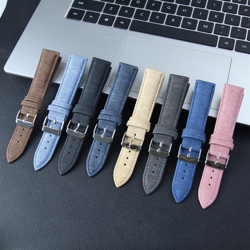 Nuevo estilo mezclilla correa de reloj unisex accesorios de reloj correa de lona de nylon de cuero suave 10-24mm
