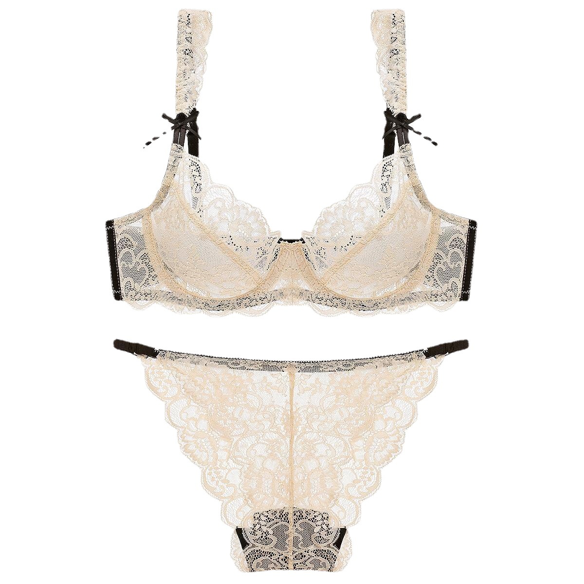 Sexy Transparent Lace Women's Underwear Small Chest Gathering Bra Set 9169_voghion.com