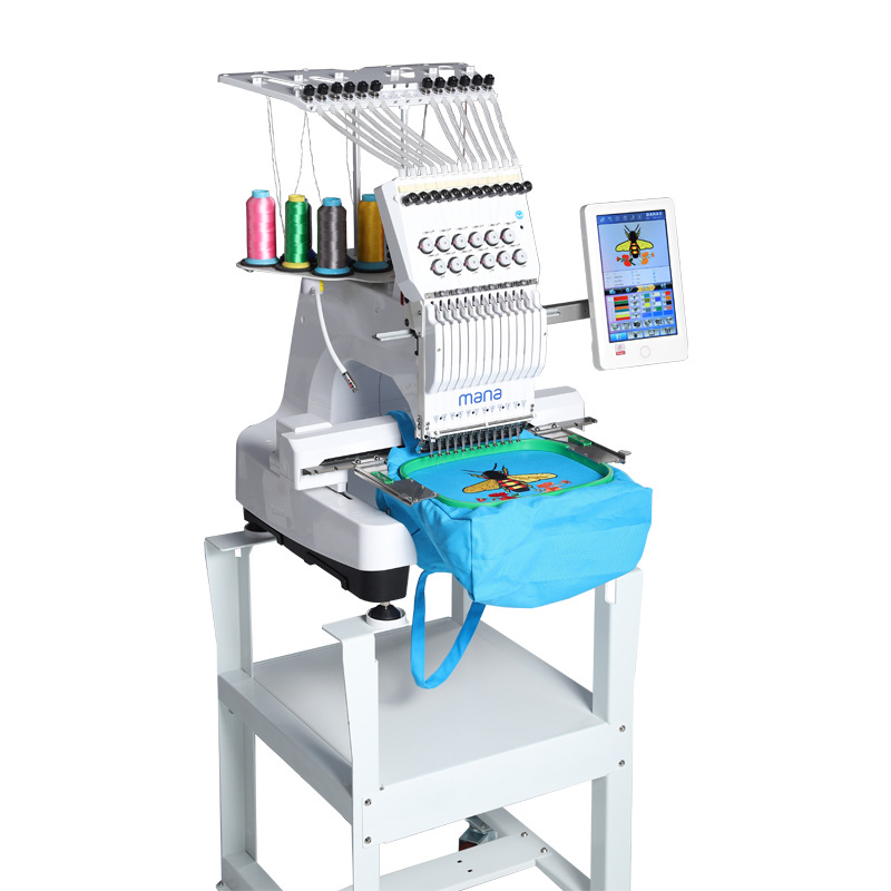 厂家直销mana全自动电脑绣花机单头多功能帽绣衣服图案打样机刺绣