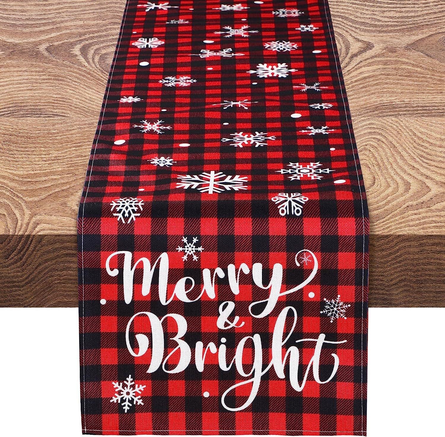 Camino de mesa navideño, decoración de mesa de comedor para el hogar, estilo europeo y americano, mantel nórdico, patrón a cuadros para mesa de té.