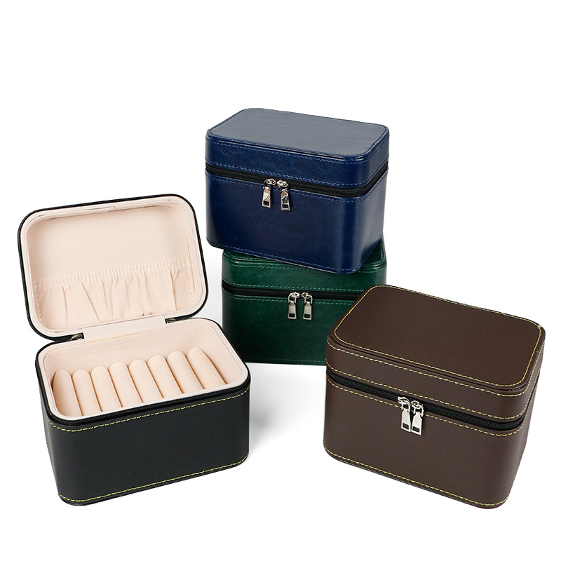 Retro Solid Color Pu Leather Jewelry Boxes display picture 1