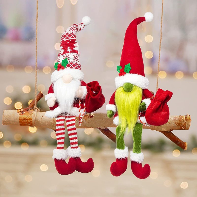 クリスマス長い脚緑の毛の怪物老人の装飾品クリスマス装飾ギフト用品ホリデー顔のないノーム人形の装飾品|undefined
