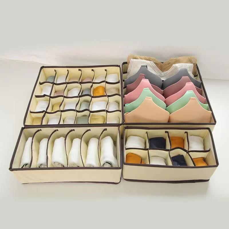 Caja Organizadora de Ropa Interior Plegable Set de 4 Piezas de Tela para el Hogar