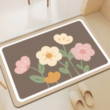 植物花卉浴室门垫地垫速干防滑吸水脚垫家用软硅藻泥浴室地垫批发