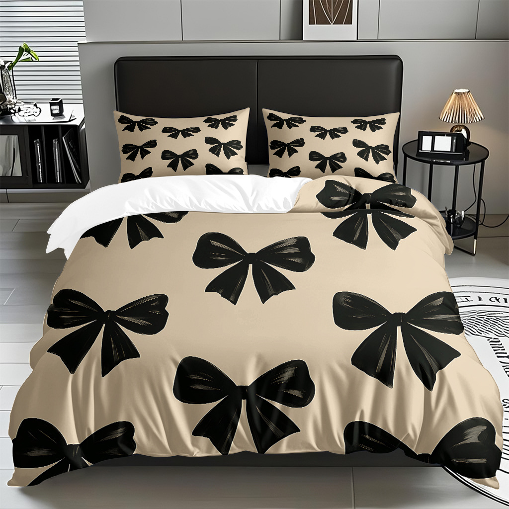 Ins Wind Pink Bow Digital Printed Colchón Set Pillow Cover Comercio electrónico transfronterizo preferido para adaptarse al modo JIT