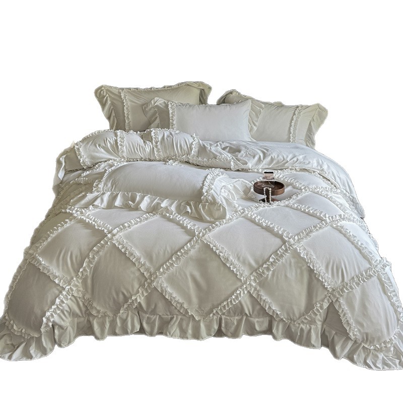 Completo lenzuola quattro pezzi in cotone lavato stile francese_voghion.com