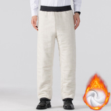 爷爷冬装加绒加厚棉裤宽松中老年男裤保暖长裤中高腰爸爸直筒裤子