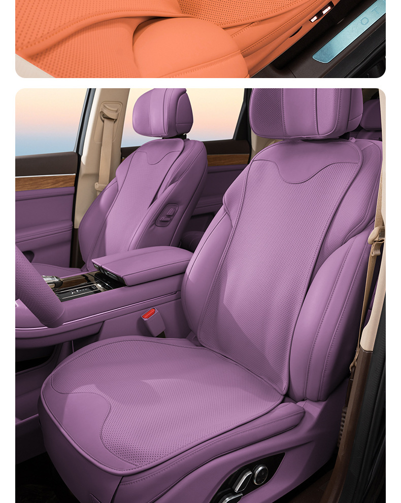 Nappa Leather Car Seat Cushion, Single-Piece Seat Cover for All Seasons, Suitable for Mercedes-Benz, Bmw, Volkswagen, Breathable Summer Seat Cover