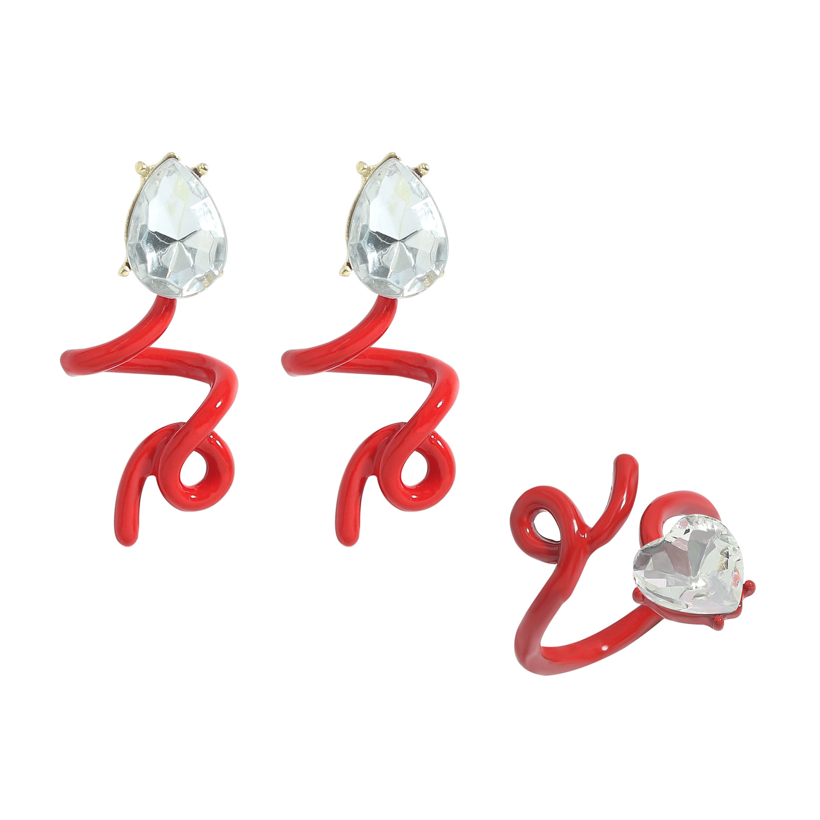 Wholesale Jewelry Alloy Diamond Irregular Twisted Earring Ring Set Nihaojewelry display picture 8