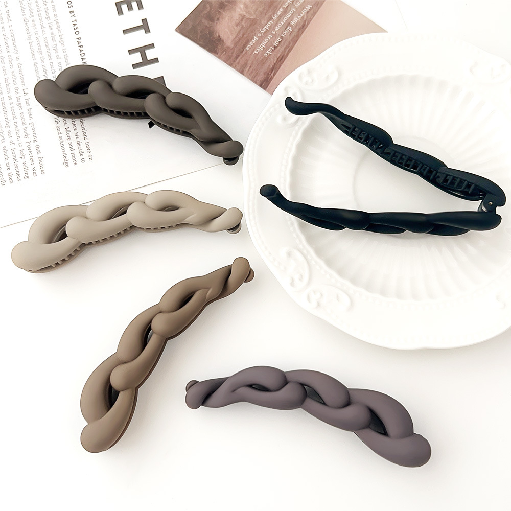 Matte Chain Hair Clip Twisted Banana Clip Einfache Haarspange für hohe Pferdeschwänze für Mädchen, Haarnadeln und Haarspangen, Haaraccessoires 머리� – Detail 3