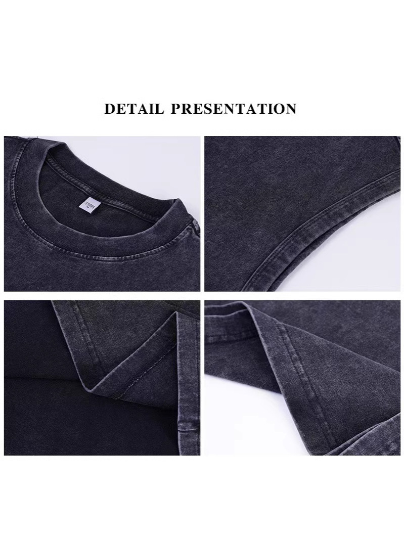 240g chaleco de hombro de algodón americano marca de moda de verano de color sólido lavado con agua para hacer camisetas sin mangas viejas