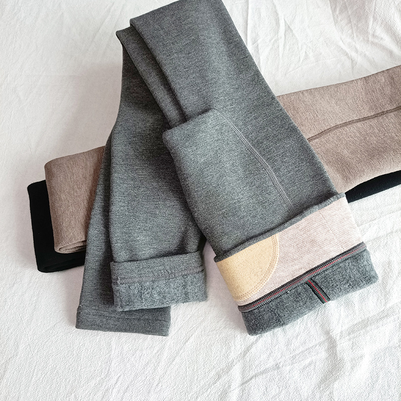 Otoño e Invierno cálido Mediados de cintura polainas de las mujeres de elevación de la cadera mate forro polar micro presión de una pieza 270g entrega de una pieza