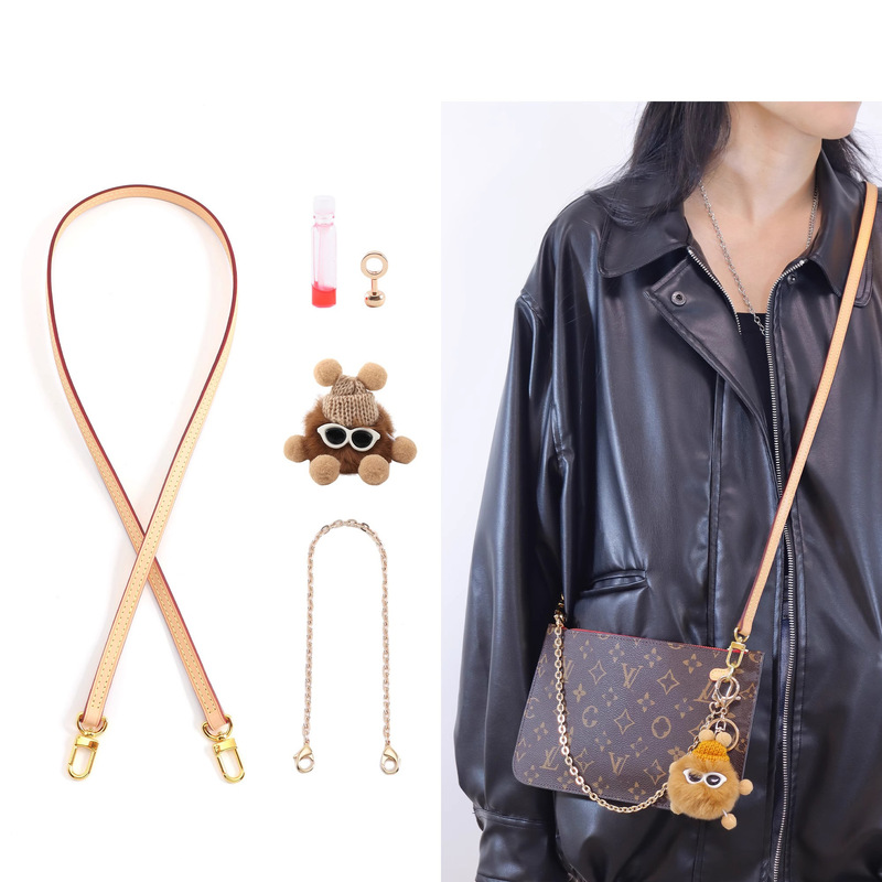 Suitable for Lv neverfull Bag Crossbody Modification Bag Underarm Shoulder Strap Vegetable Tanned Leather Bag with Chain Liner