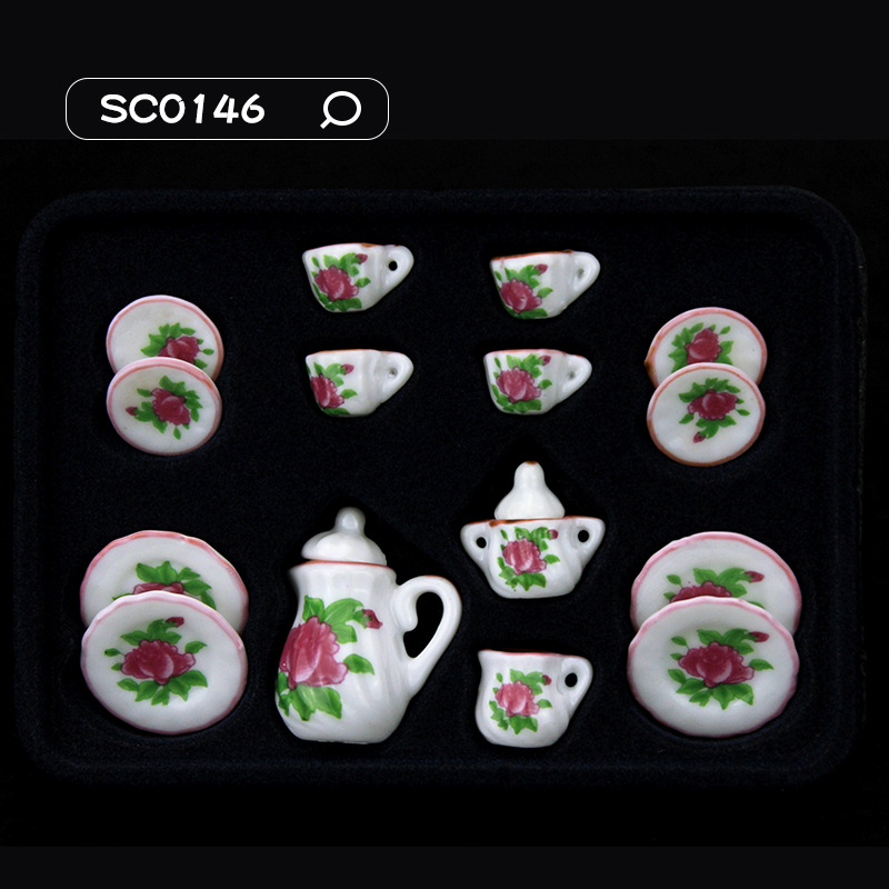 52Dollhouse miniatura comida y juego escena modelo Dollhouse accesorios mini juego de té cerámica taza té SC