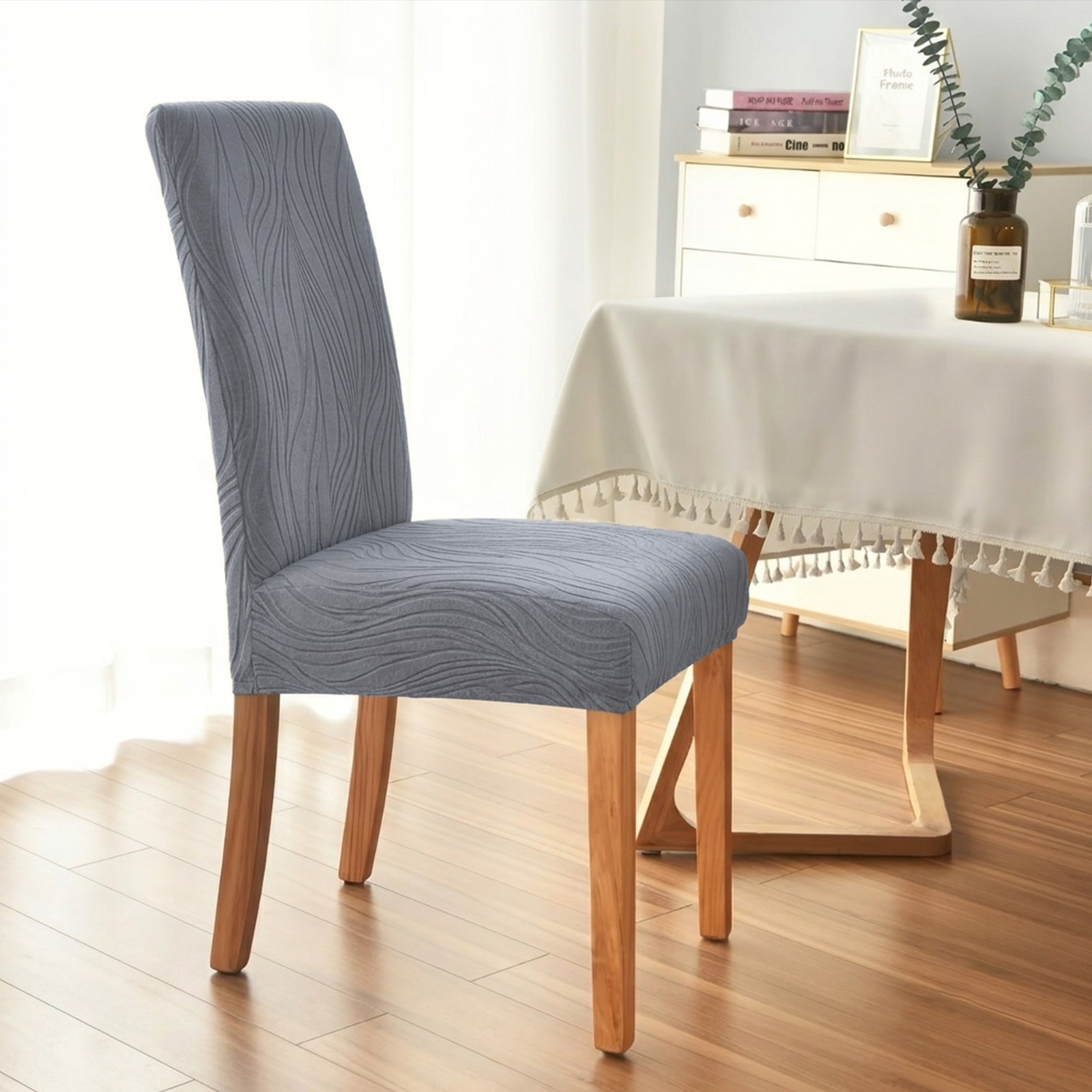 TEMU transfronterizo Jacquard Willow cubierta de silla elástica de color sólido para hoteles domésticos de estilo europeo y americano cubierta de silla aplicable
