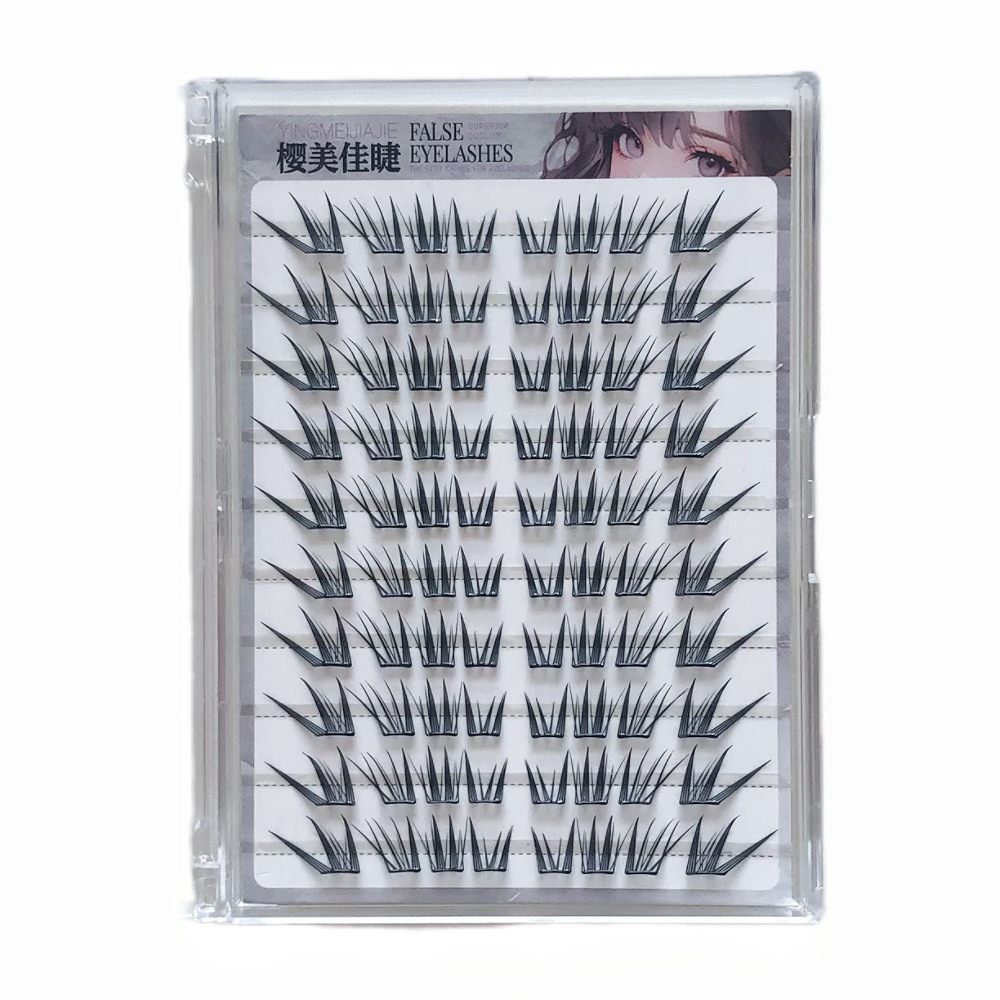 Simple y fácil de pegar, pestañas falsas de gato sin pegamento, sensación de estilo coreano, sensación de cómic de gato, claro y natural.