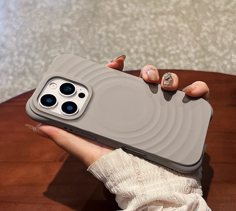 iPhone16promax 波状磁気液体シリコーン携帯電話ケース Apple 15 四隅落下防止保護カバーに適しています。|undefined