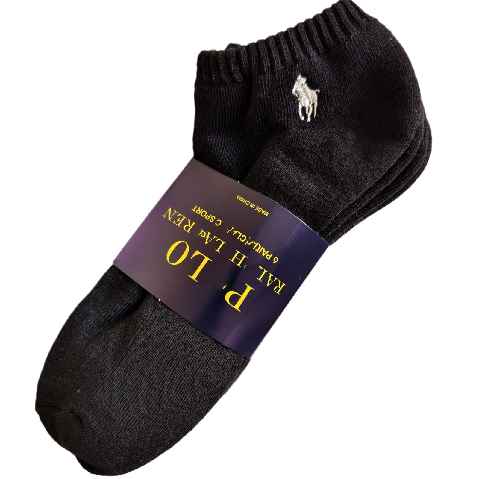 外国貿易の男性の刺繍poloラブロンポニータオルの底の白黒の経典の運動の白い越境の靴下