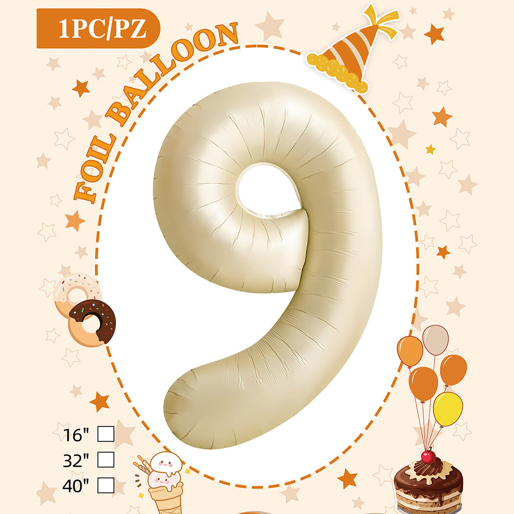 Embalaje de tarjeta de papel independiente digital de cumpleaños impreso en blanco de 32 pulgadas, decoración de fiesta de la versión estadounidense, película de aluminio, decoración de globos de papel de aluminio