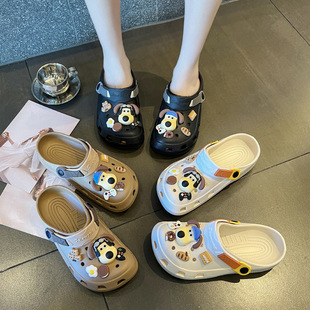 Cute cartoon hole shoes summer sandals and slippers eva garden shoes low heel women men's beach shoes non-slip breathable