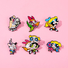 可爱创意卡通飞天小女警金属徽章The Powerpuff Girls合金胸针