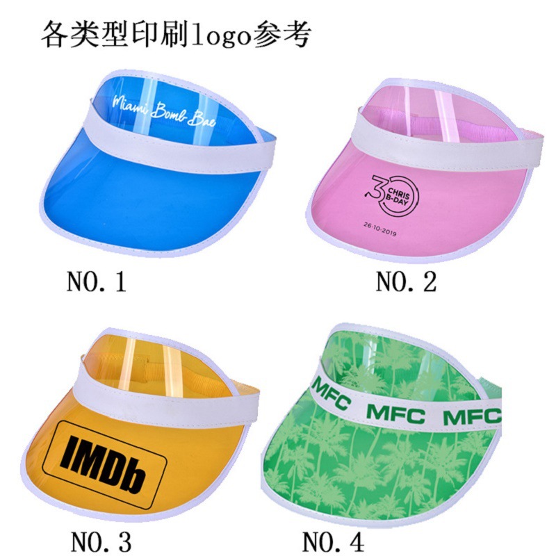 Visera publicitaria de plástico transparente, gorra de verano unisex con protección solar UV, personalizable con logotipo