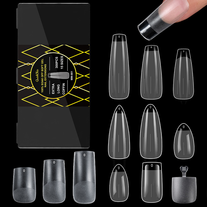 Cross-Border Hot-Selling Manicure Patches Wearable Extension Seamless Transparent Almond Square Trapezoid Thin Fake Nails