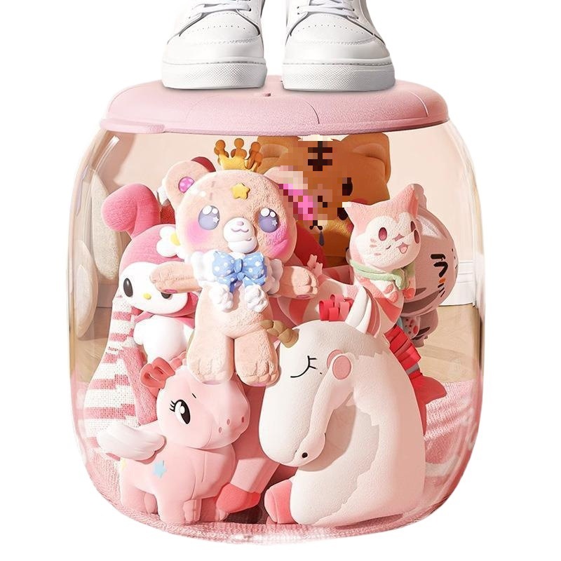 人形収納バケツぬいぐるみ布リビングルーム子供のおもちゃ大型人形収納ボックス透明収納スツール|undefined