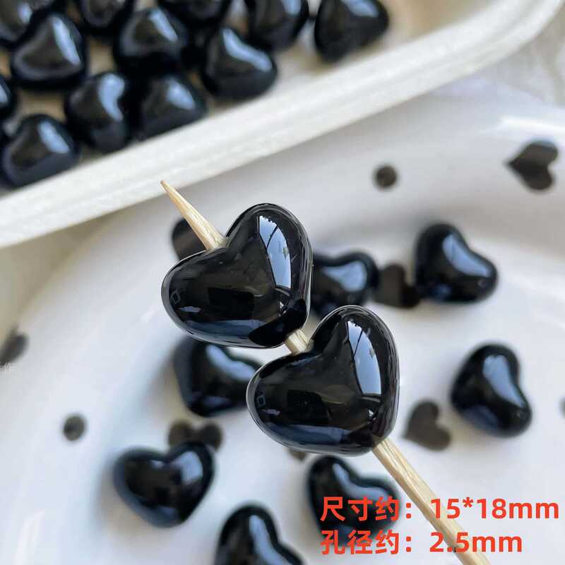 亚克力胖乎乎实色爱心通孔串珠DIY手机链钥匙扣包挂材料饰品配件|undefined