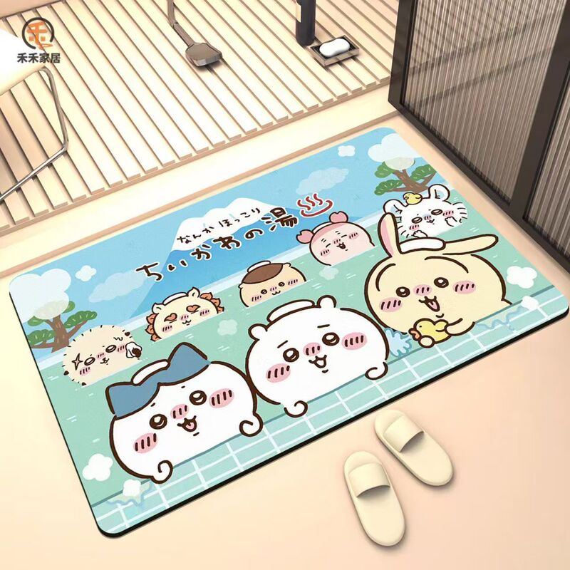 Chiikawa Bathroom Absorbent Quick-Drying Non-Slip Mat for Toilet and Bathroom Entrance, Bathroom Carpet Chiikawa Bathroom Absorbent Quick-Drying Non-Slip Mat for Toilet and Bathroom Entrance, Bathroom Carpet