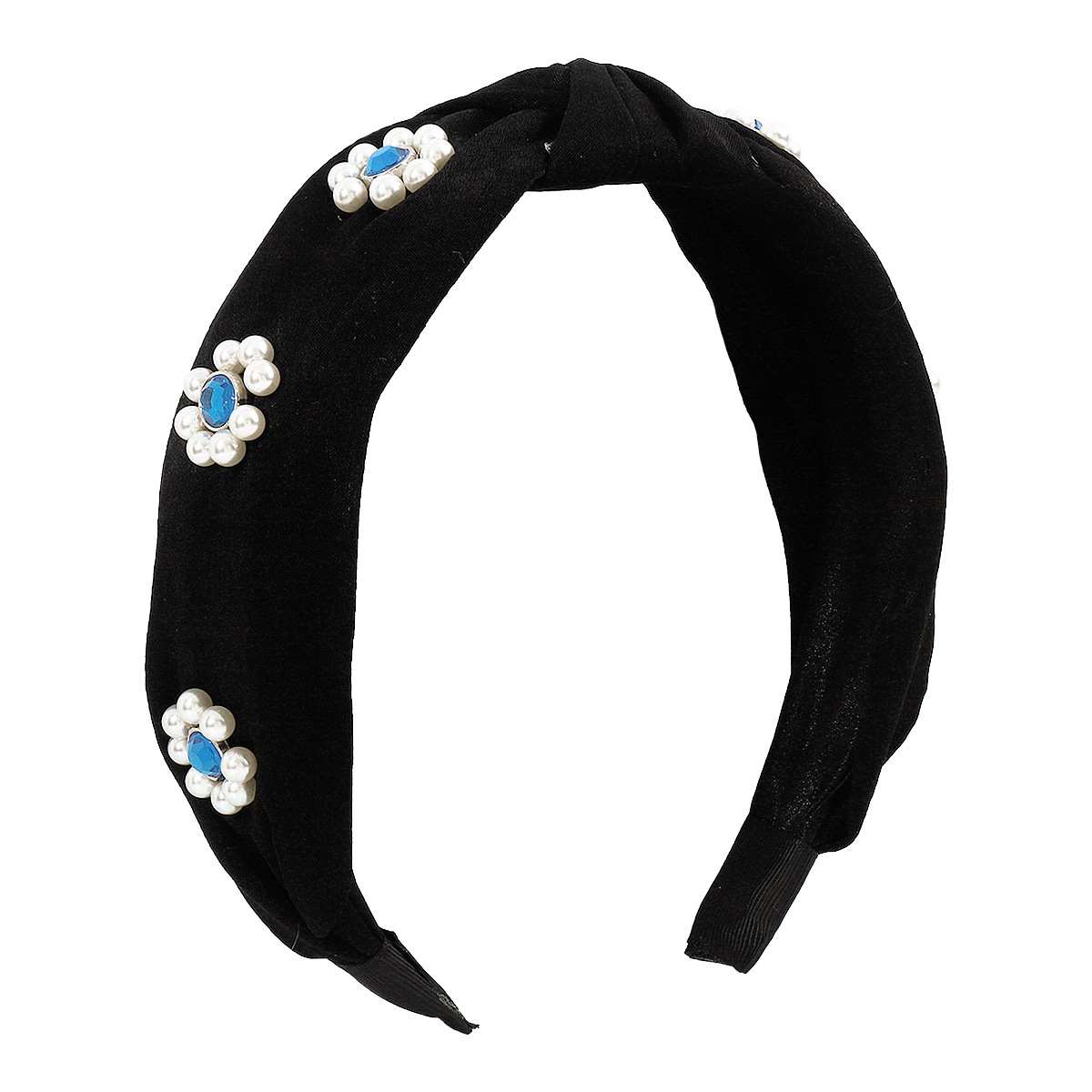 Fashion Flower Cloth Knot Inlay Rhinestone Pearl Hair Band display picture 11