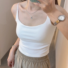 辣妹新款纯色简约吊带背心修身显瘦女春夏季自带胸垫外穿打底上衣