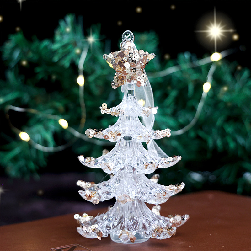 Ice crystal pendant Christmas tree pendant transparent acrylic snowflake decoration scene layout props cross-border Christmas decoration