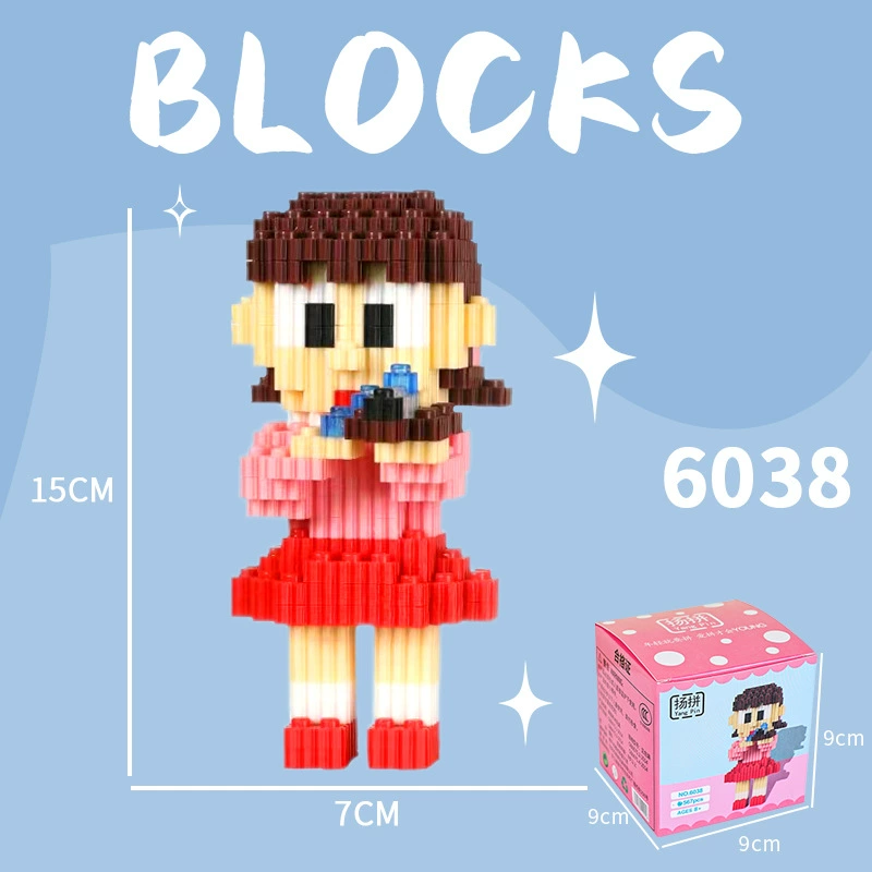 Cartoon Building Block Toy Set, Mini Constructor Doll, 9×9×9 cm, Assorted Character Designs
