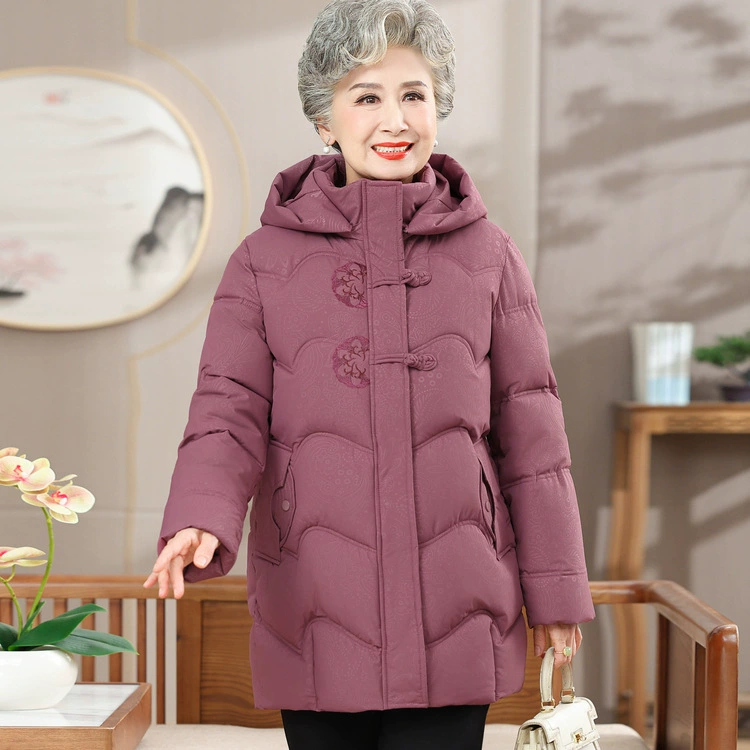 Средние и пожилые зимние хлопчатобумажные куртки среднего и длинного женского пола