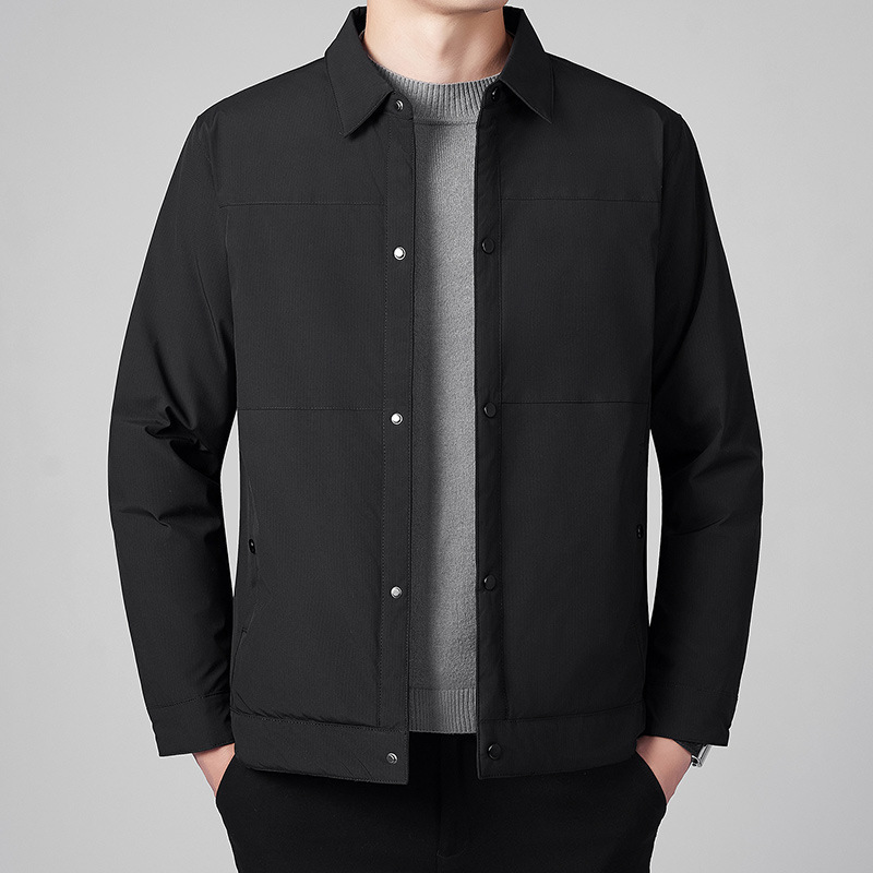 Winter Lapel Lightweight down Jacket Men's Trendy Brand Workwear Casual Shirt-Style Short Executive White Duck down Coat