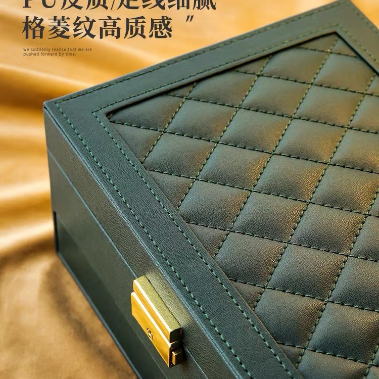 Caja de almacenamiento de joyería exquisita de alta gama, lujo ligero, gran capacidad, pendientes con cerradura, collar, joyería, joyería, caja multicapa