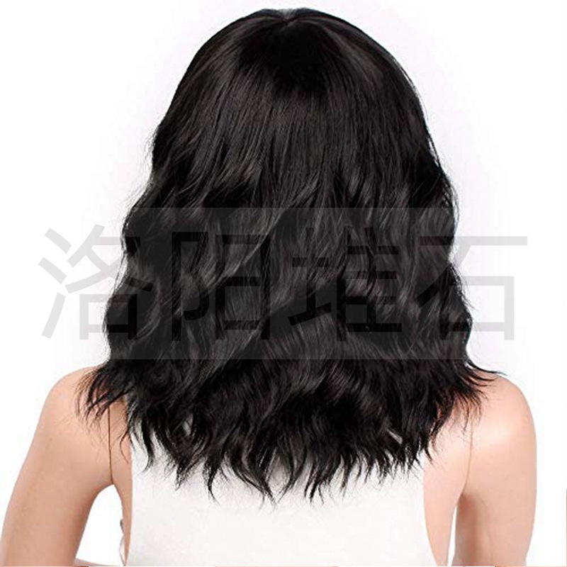 Wig European And American Ladies Wig Chemical Fiber Black Water Ripple Long Curly Hair Bangs Wig Wig Wig In Stock display picture 2