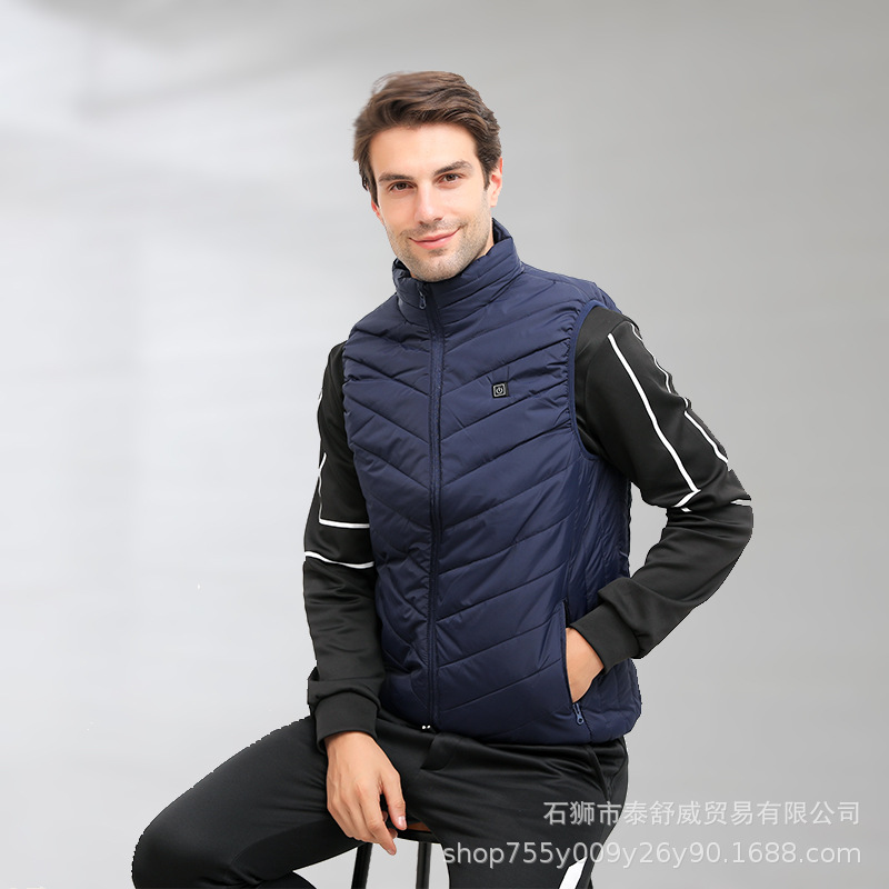 Suministro de fábrica Suministro transfronterizo Chaleco de calefacción inteligente de invierno Chaleco de calefacción eléctrica de temperatura constante de cuatro zonas Chaleco eléctrico de calefacción