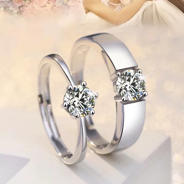 Explosions Korean fashion crown zircon ring opening wedding simulation diamond ring personality men and women couples ring wholesale