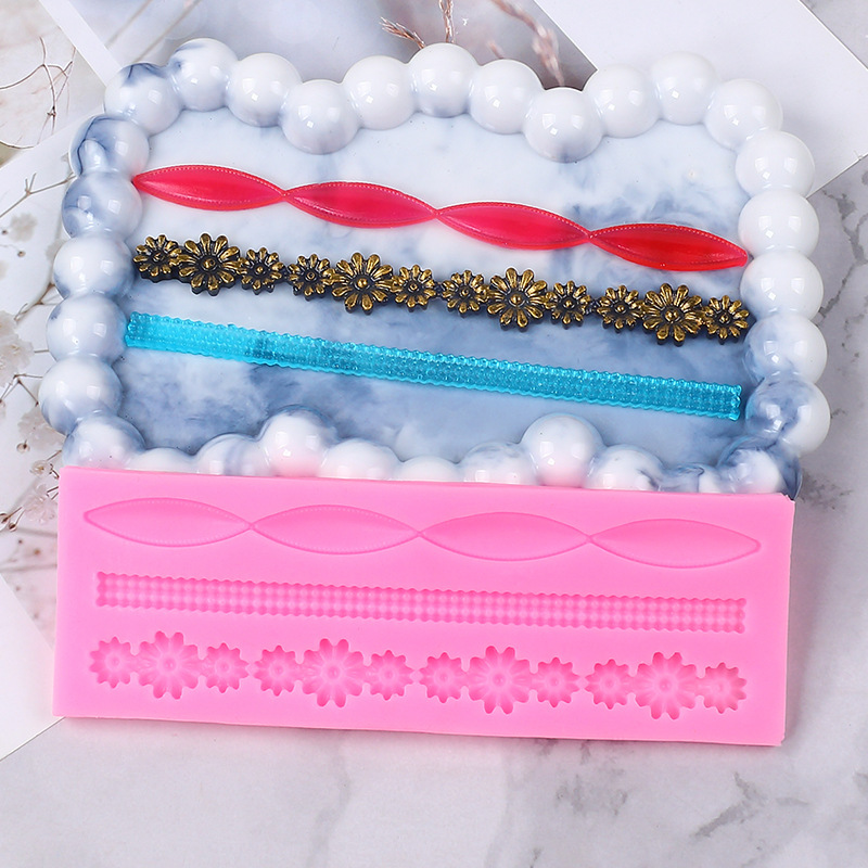 Cake frame lace decorative lace rose long silicone mold long strip…