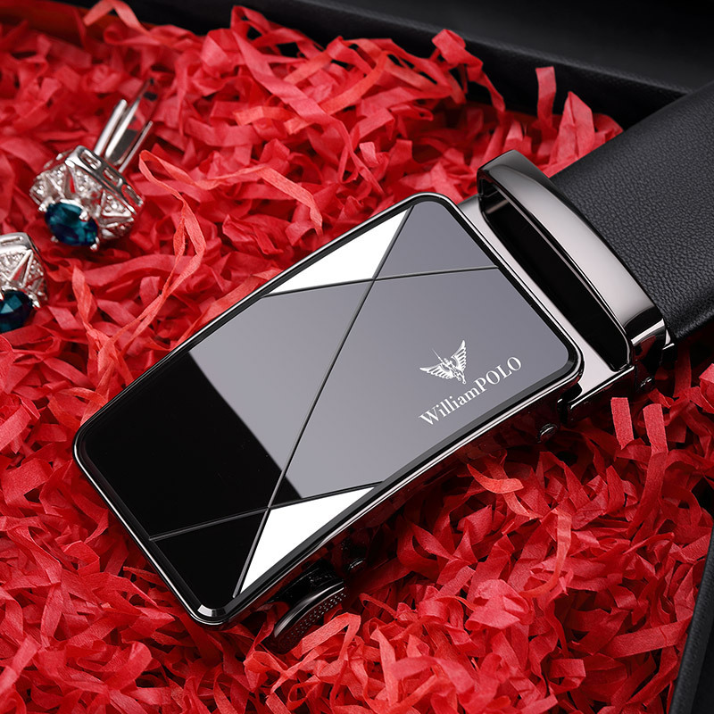 Cinturón de cuero genuino para hombre de alta gama, con hebilla automática de aleación, cinturón de Guangzhou para hombre, venta al por mayor genuina.